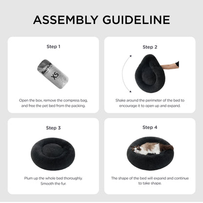 Petvart Large Round Calming Cat Bed 50cm – Washable Fluffy Anti-Anxiety Bed for Cats & Small Dogs