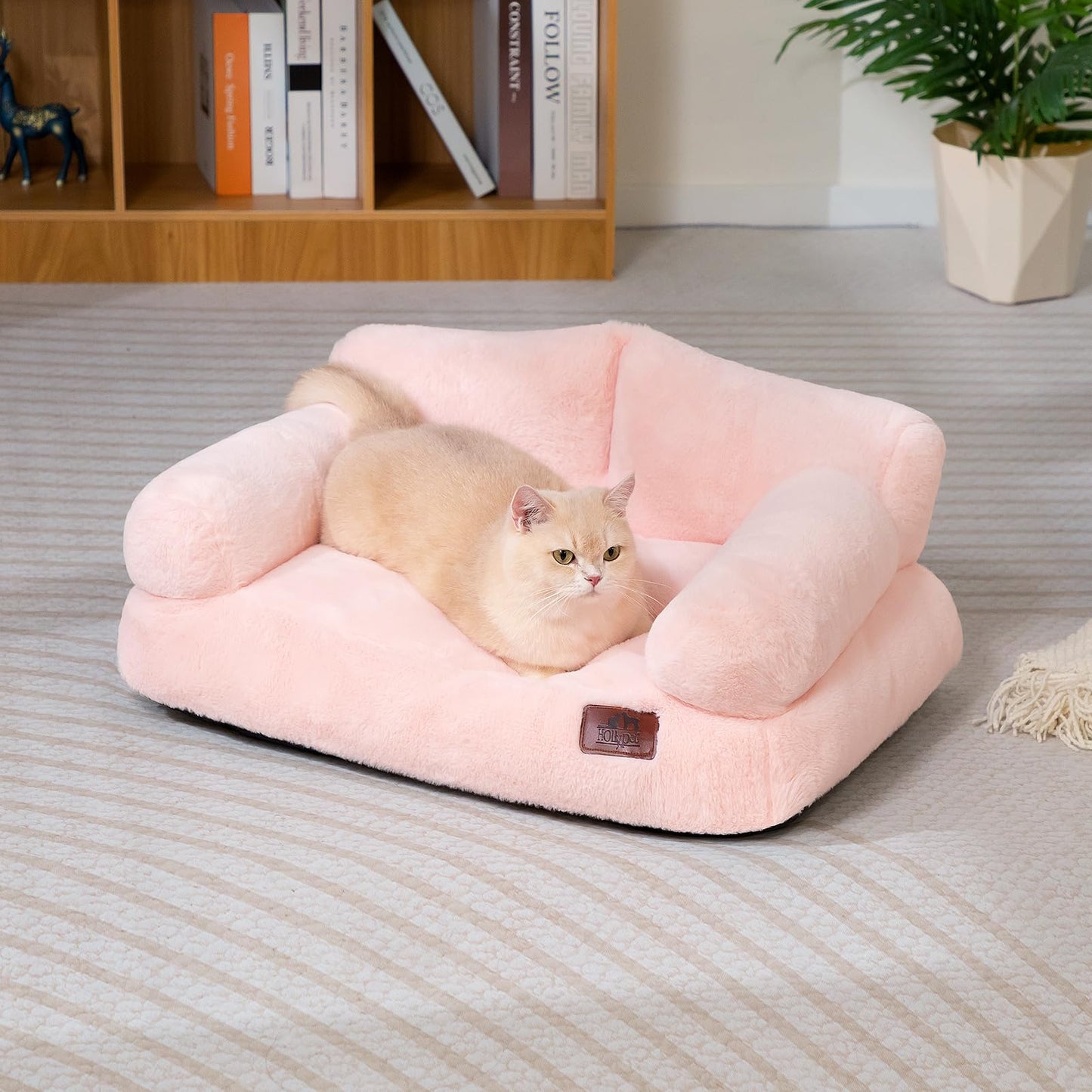 Petvart Plush Cat Sofa Bed – Soft Breathable Pet Couch for Cats & Puppies (Pink)