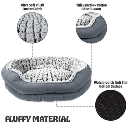 Petvart Fluffy Calming Pet Bed – Machine Washable Plush Anti-Anxiety Bed (Medium Size)