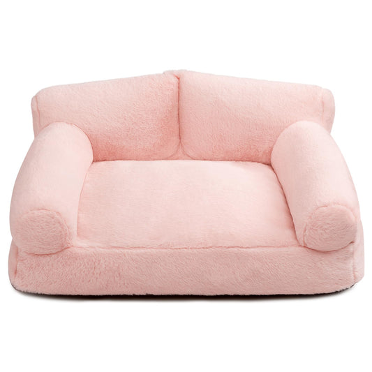 Petvart Plush Cat Sofa Bed – Soft Breathable Pet Couch for Cats & Puppies (Pink)