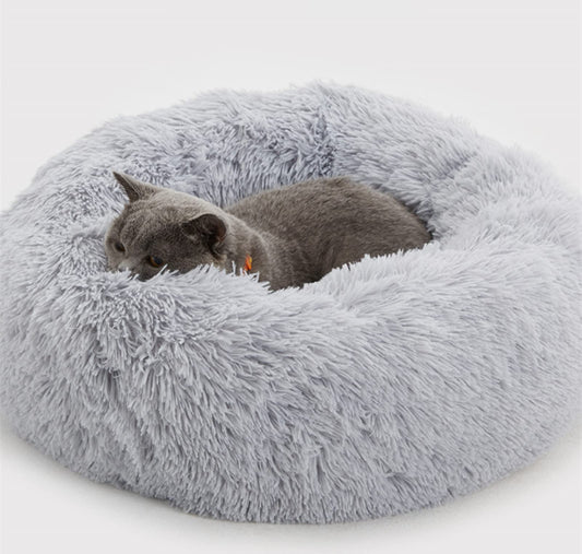 Petvart Plush Donut Dog Bed 50cm – Calming Round Anti-Anxiety Pet Bed, Machine Washable