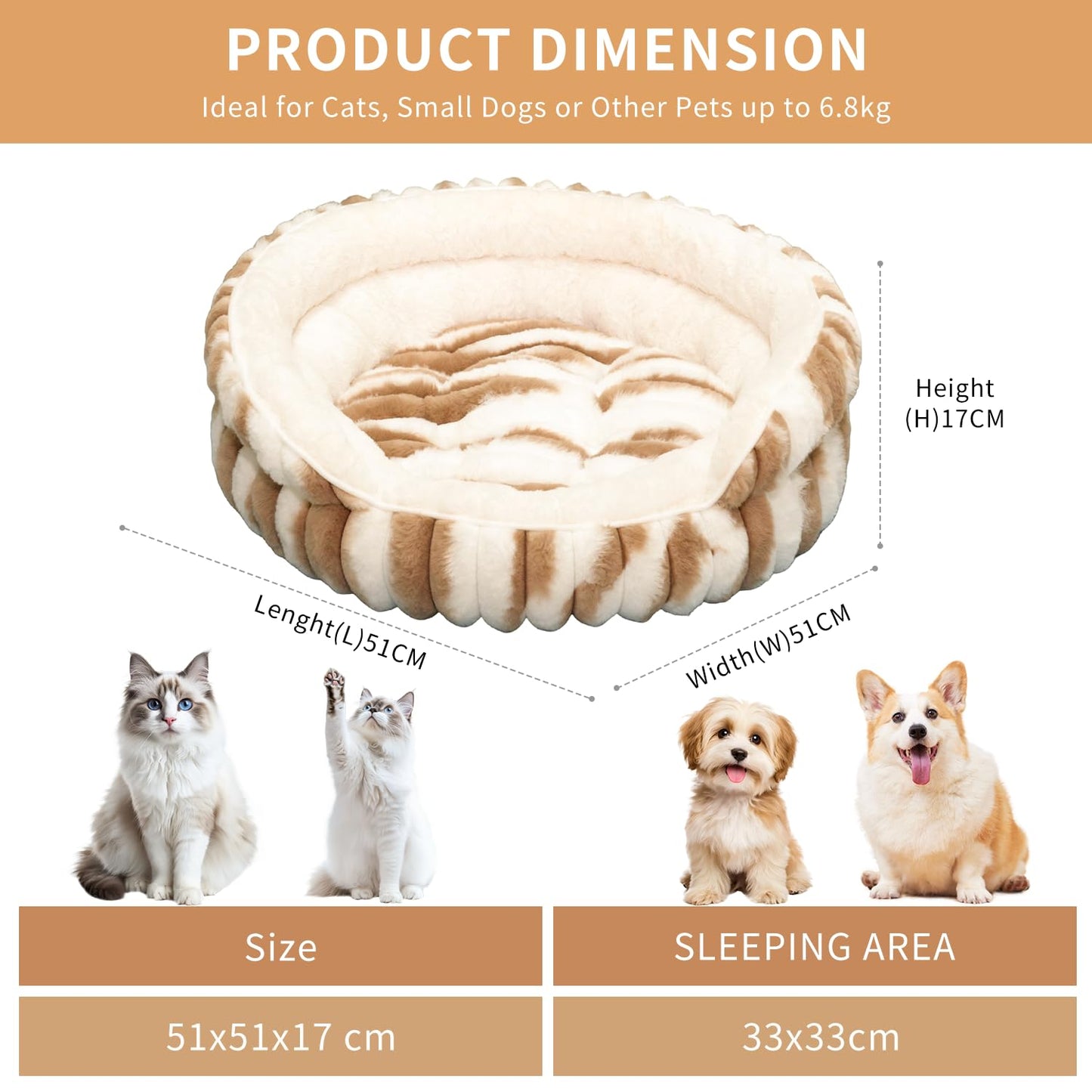 Petvart Calming Donut Cat Bed – Washable Fluffy Anti-Anxiety Pet Bed with Non-Slip Base