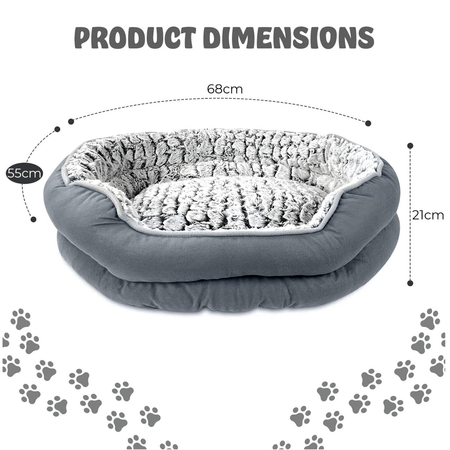 Petvart Fluffy Calming Pet Bed – Machine Washable Plush Anti-Anxiety Bed (Medium Size)
