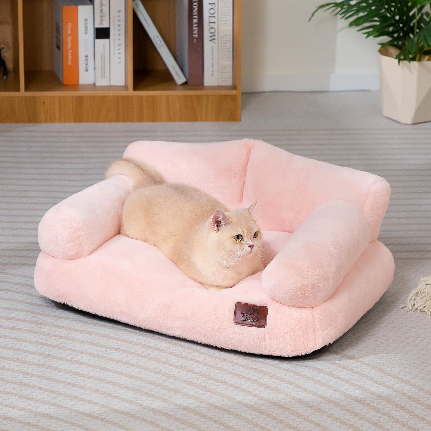 Petvart Plush Cat Sofa Bed – Soft Breathable Pet Couch for Cats & Puppies (Pink)