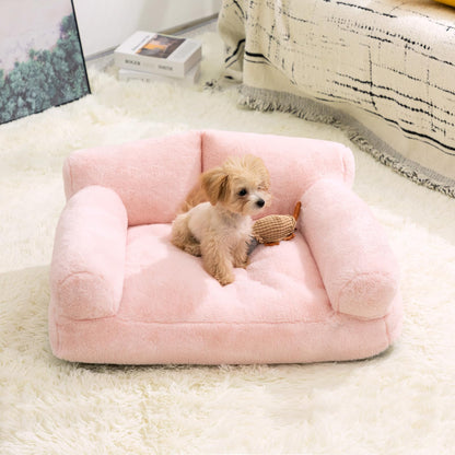 Petvart Plush Cat Sofa Bed – Soft Breathable Pet Couch for Cats & Puppies (Pink)