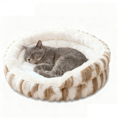 Petvart Calming Donut Cat Bed – Washable Fluffy Anti-Anxiety Pet Bed with Non-Slip Base