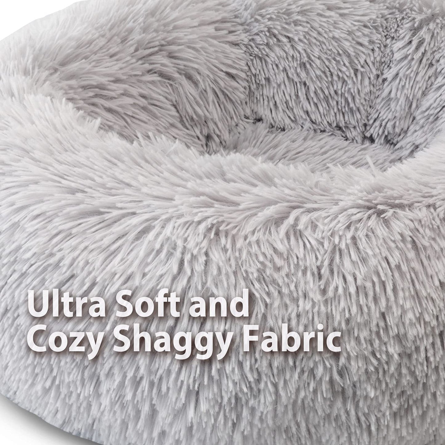 Petvart Plush Donut Dog Bed 50cm – Calming Round Anti-Anxiety Pet Bed, Machine Washable