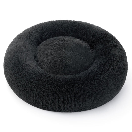 Petvart Large Round Calming Cat Bed 50cm – Washable Fluffy Anti-Anxiety Bed for Cats & Small Dogs