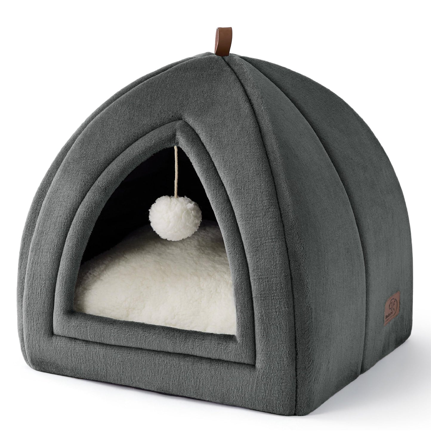 Petvart Cat Cave Igloo Bed – Foldable Enclosed Pet Bed with Removable Washable Cushion 40cm