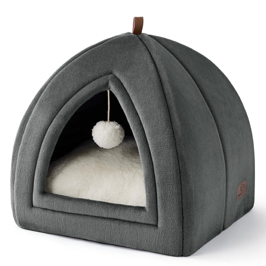 Petvart Cat Cave Igloo Bed – Foldable Enclosed Pet Bed with Removable Washable Cushion 40cm